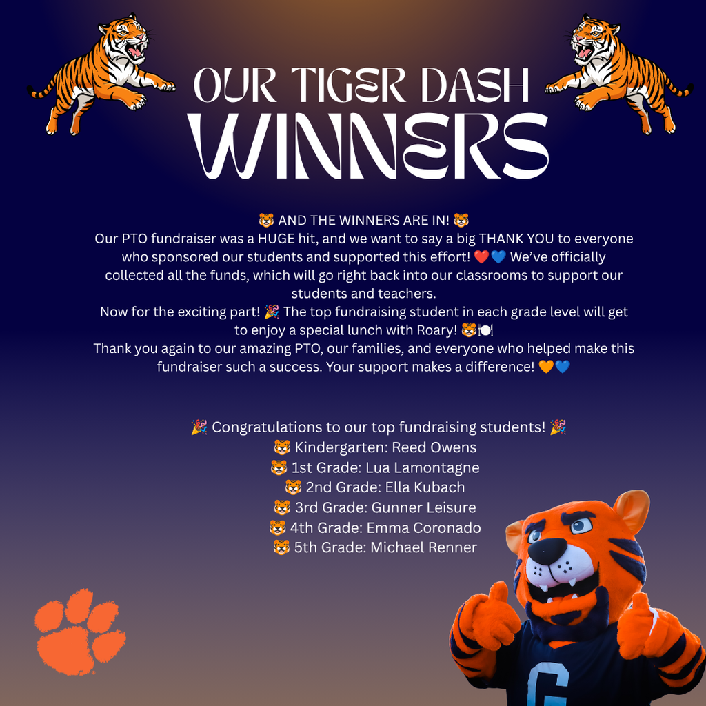 Tiger Dash Winners