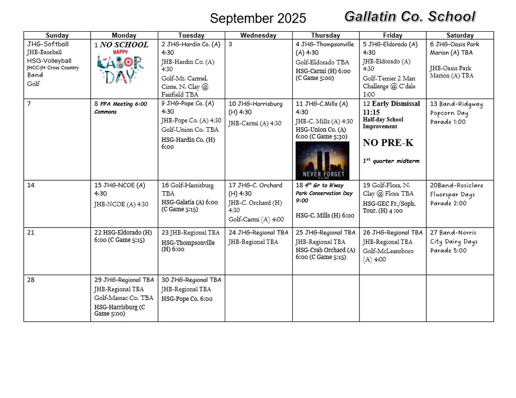 September Calendar 2025