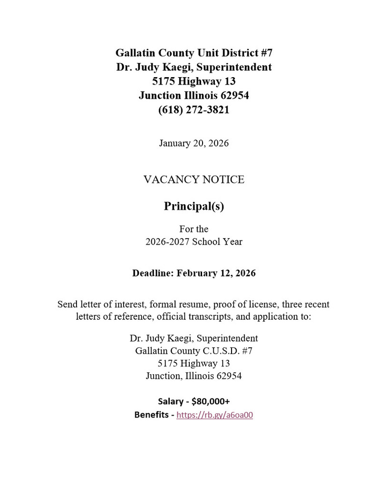 Vacancy Notice Principal