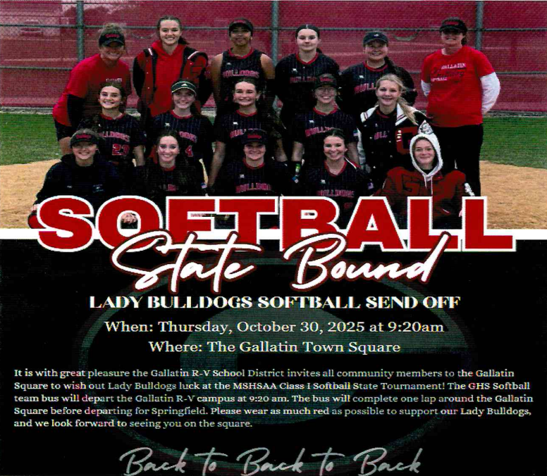 Softball team photo with state playoff information