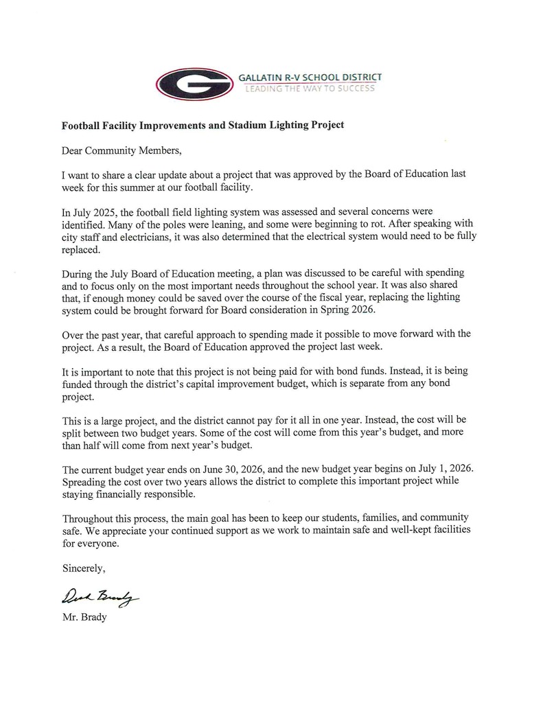 Gallatin R-V Football Field Lighting Project
