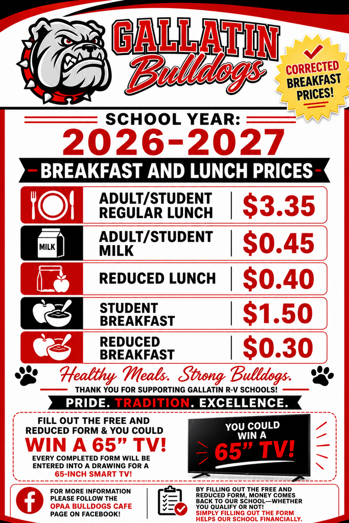 Gallatin R-V Schools Corrected Breakfast Prices