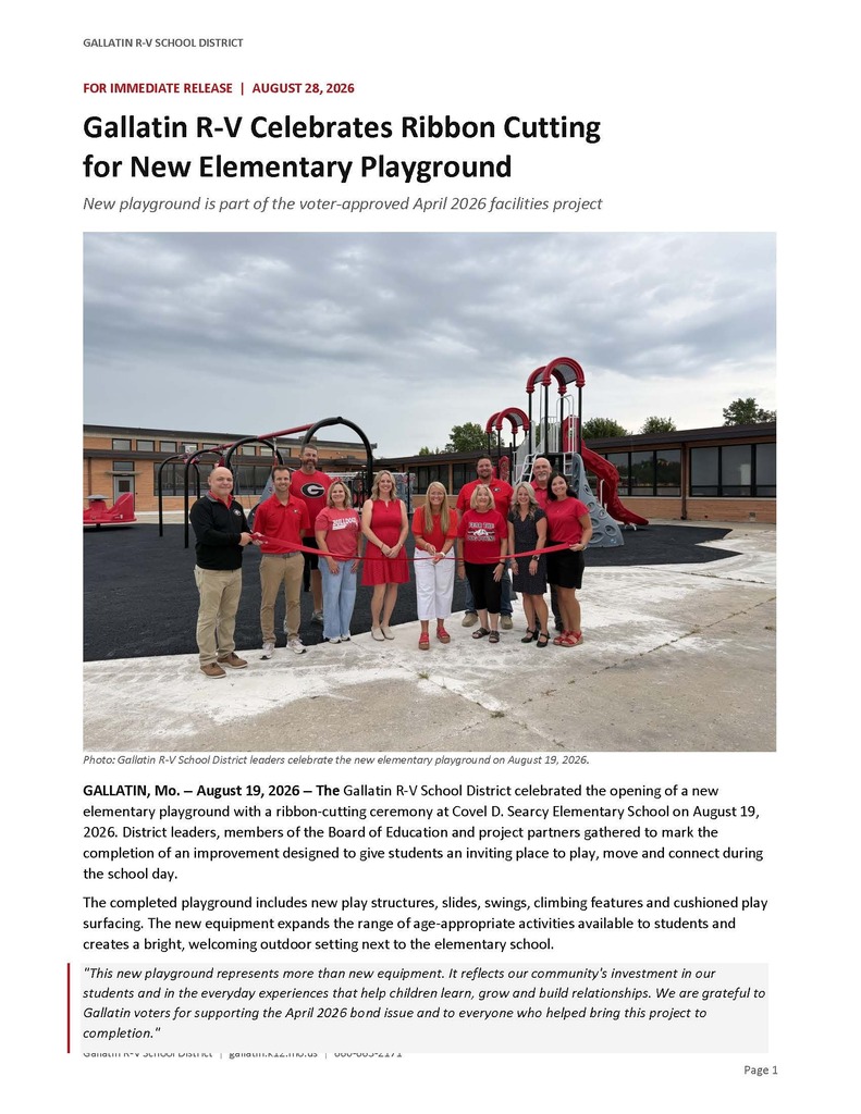 Gallatin R-V Ribbon Cutting for New Elementary Playground