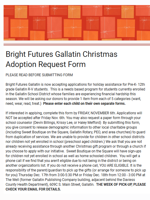 Bright Futures Gallatin Christmas Adoption Request Form 