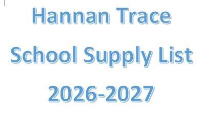 Hannan Trace Preschool supply List