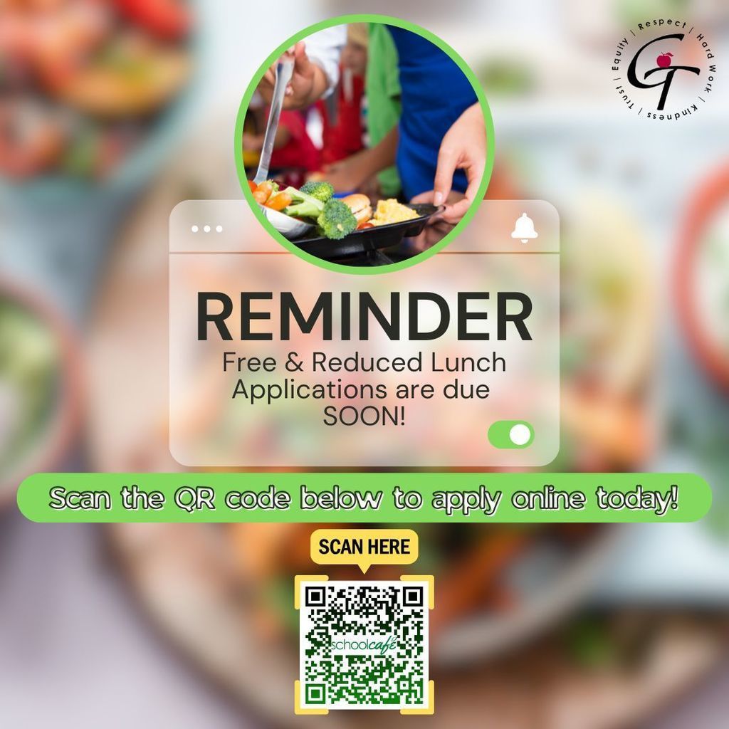 Free/Reduced Lunch Applications DUE SOON!