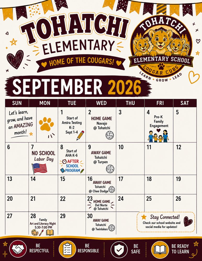 September 2026 Calenda of Events