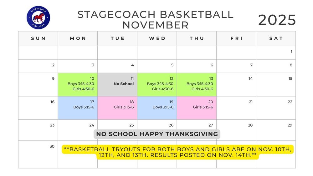 November Basketball Schedule SCE