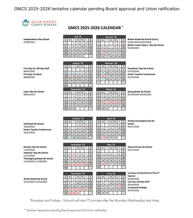 2025-2026 School Calendar