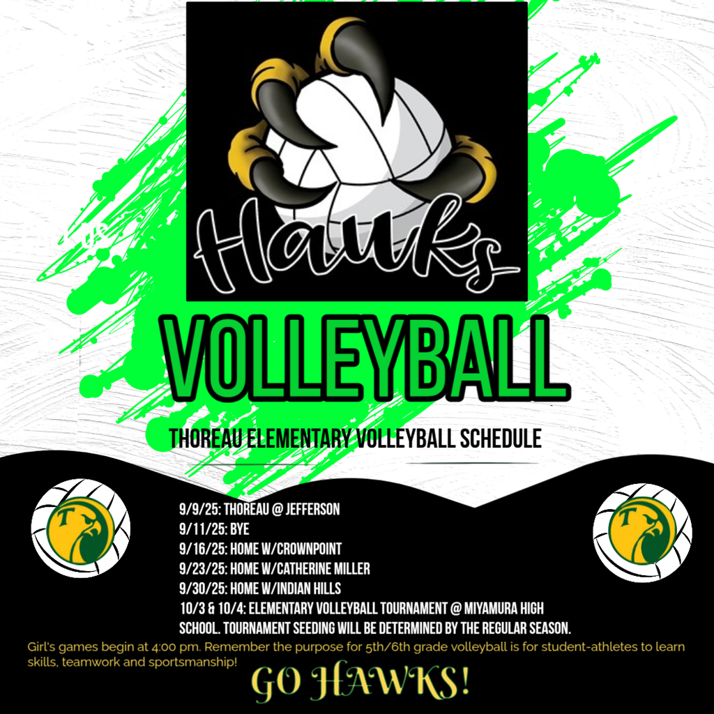 Thoreau Elementary School Volleyball schedule