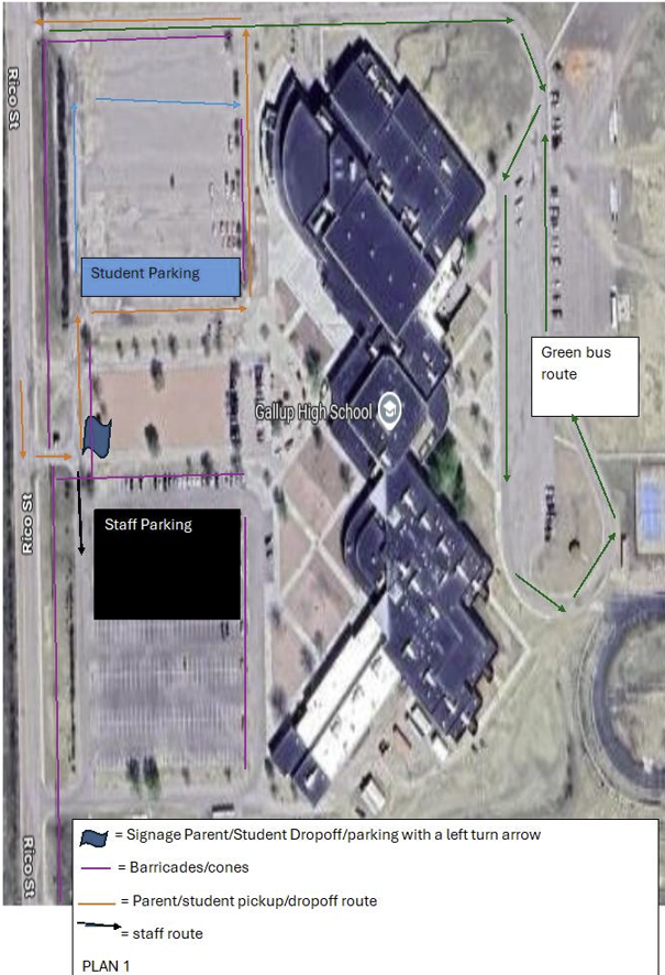 school map for student drop off and pick up