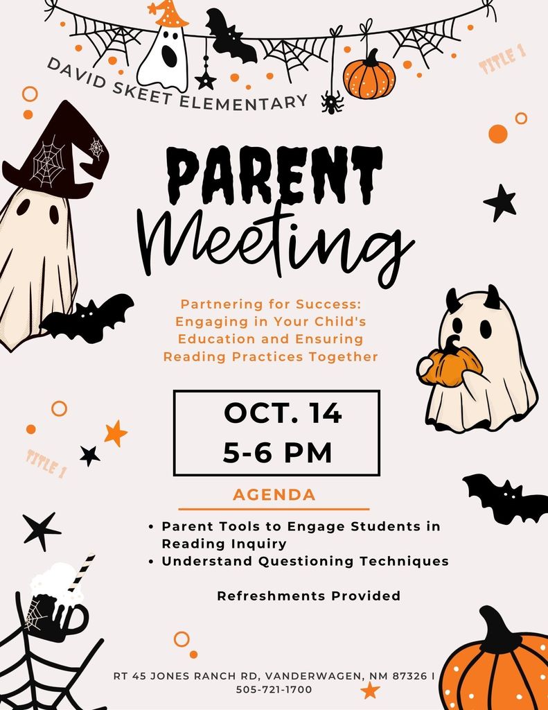 Parent Meeting October 14, 2025 from 5-6 PM in DSE Gym.