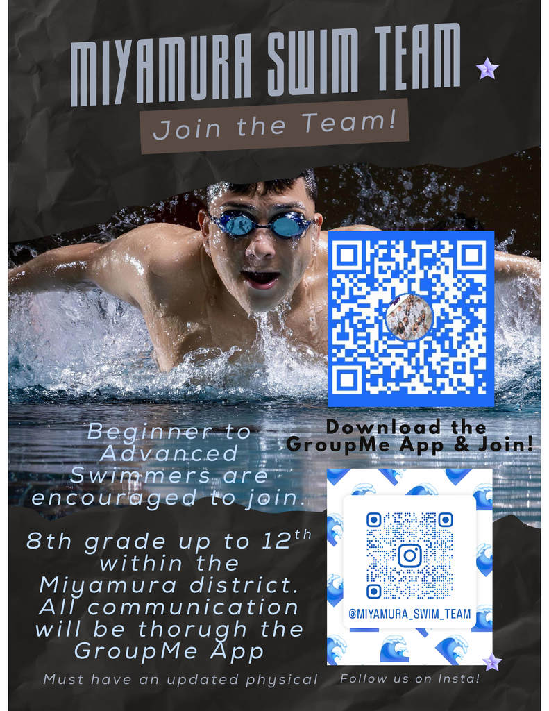 Miyamura Swim Team Tryouts, 8th grade to 12th grade students (Miyamura District)