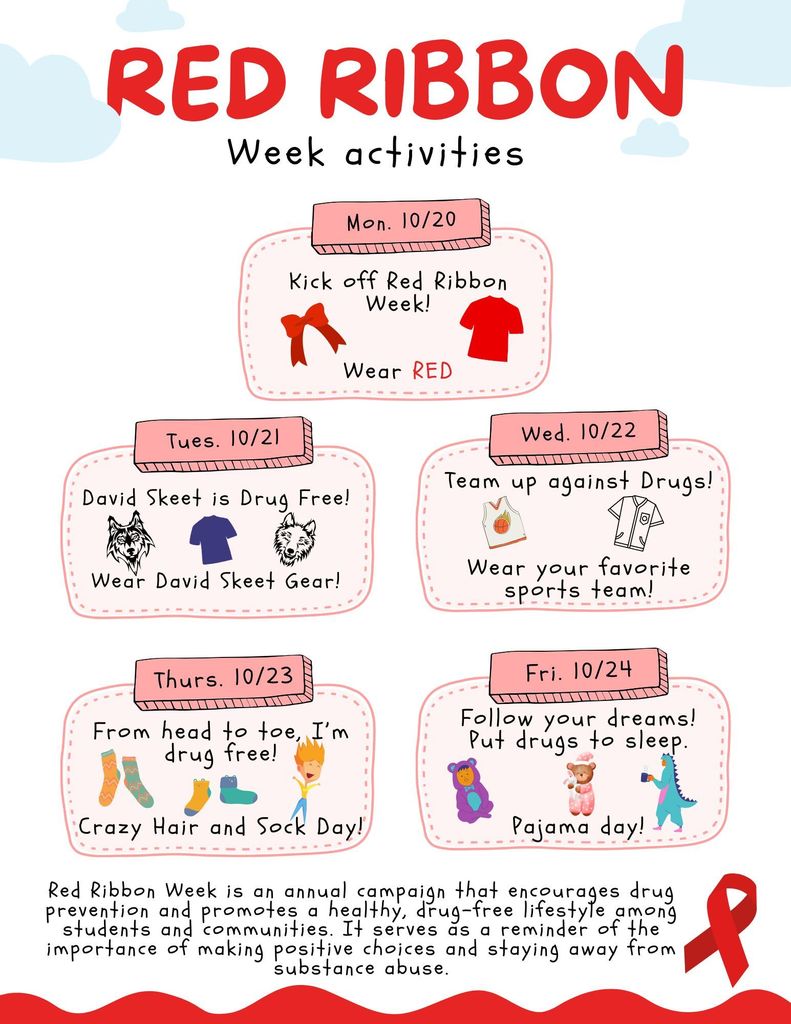 DSE Red Ribbon Week October 20-24. Show you can team up against drugs!