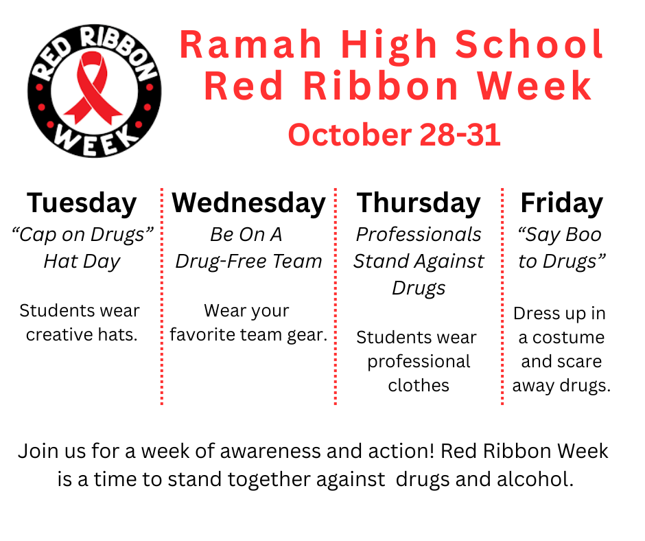 Ramah High School Red Ribbon Week Schedule