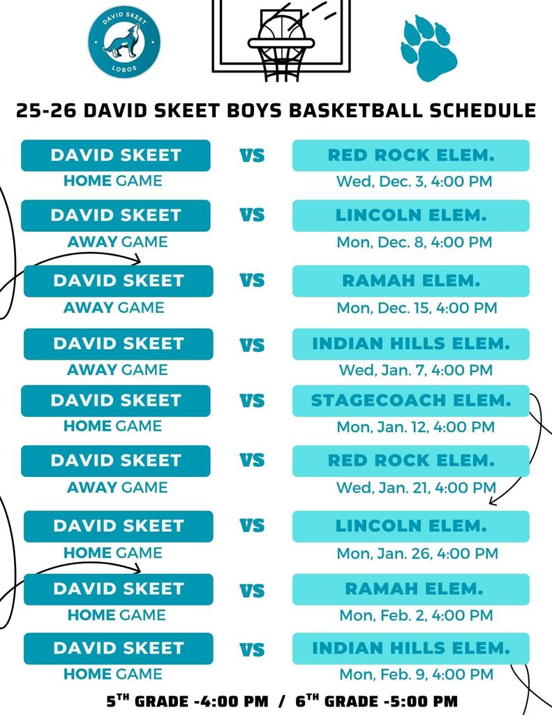 DSE Boys Basketball Season Schedule