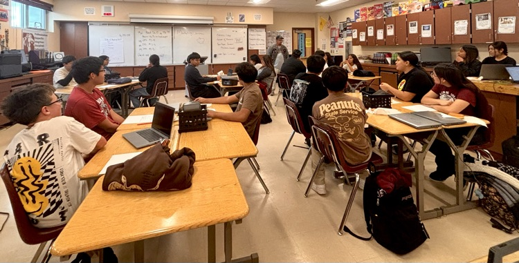 Kyle Briggs talking to the Sophomores about a company’s brand