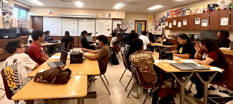 Kyle Briggs talking to the Sophomores about a company’s brand