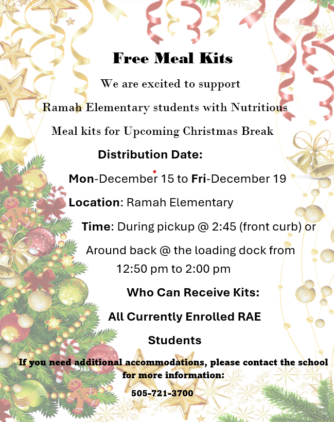 Flyer for free meal kits for RAE students