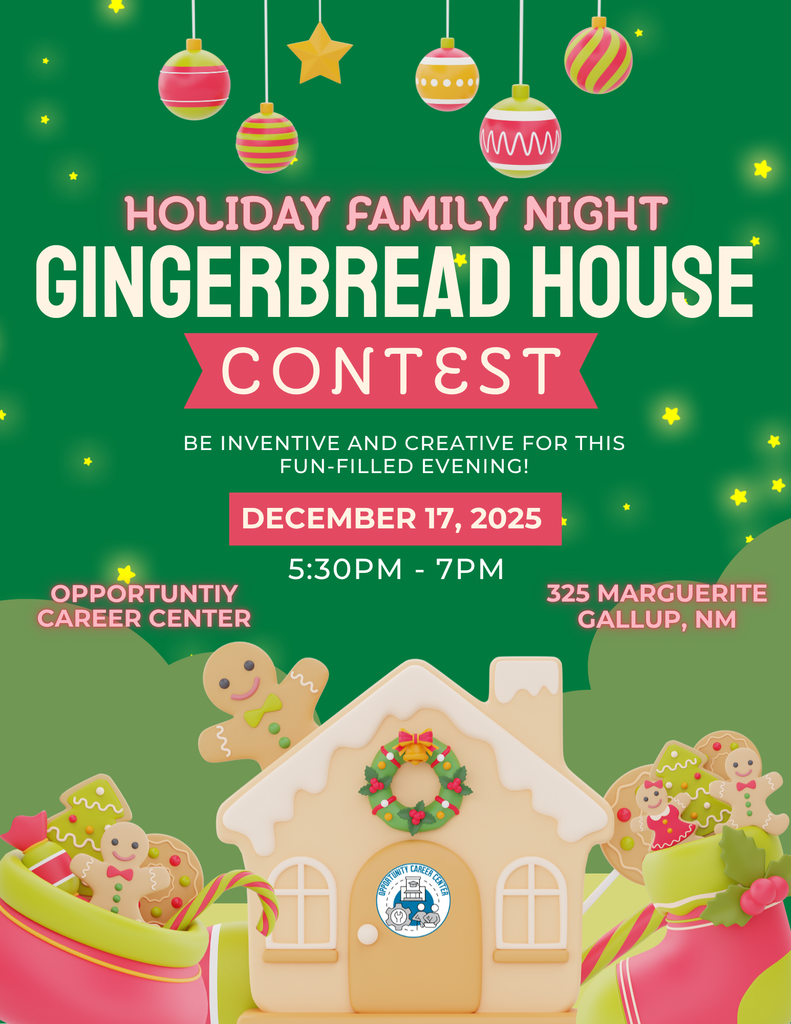 Holiday Family Night Gingerbread House Contest. December 17, 2025, 5:30pm to 7pm