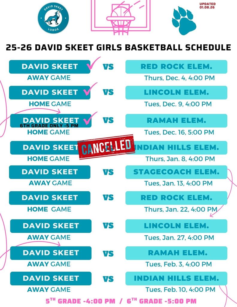 Girls Basketball Game Schedule