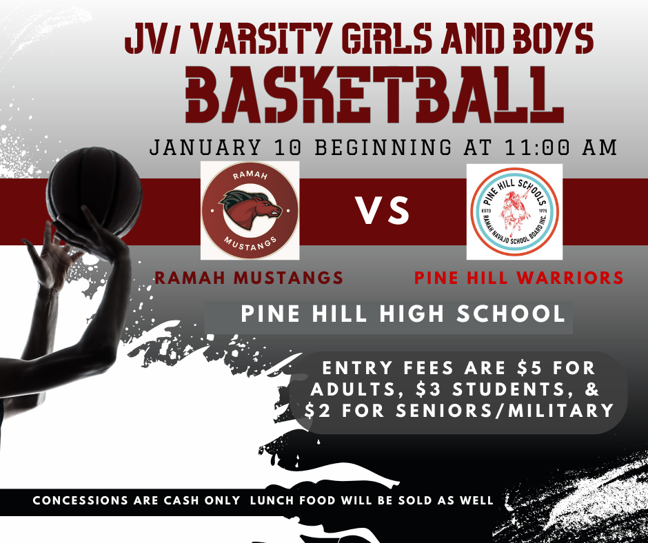 JV & Varsity Basketball game on January 10 at 11:00 at Pine Hill High School.