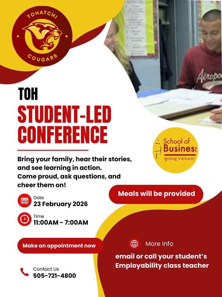 Tohatchi High School Student-Led Conference on February 23, 2026 11:00AM to 7:00PM