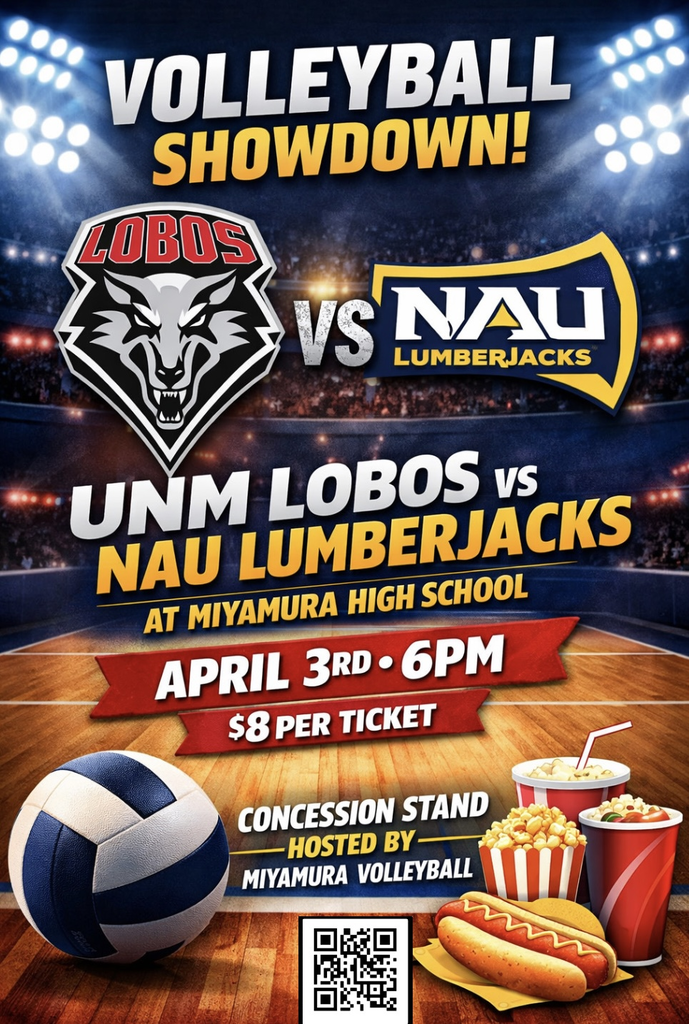 UNM vs. NAU volleyball April 3rd 6Pm at Miyamura