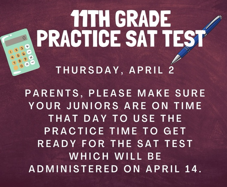 April 2 Practice SAT for Juniors  