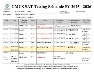 SAT Test Schedule April 15, 2026