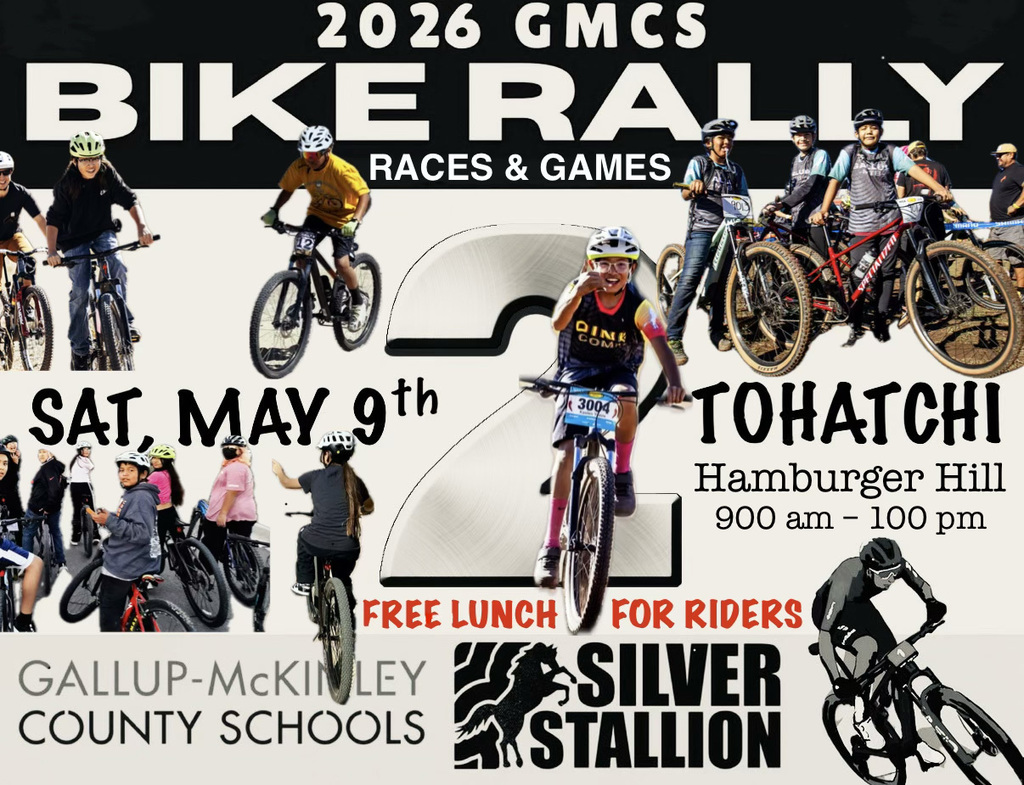 A promotional poster for a 2026 bike rally featuring cyclists on bikes with "Bike Rally Races & Games" written on it.