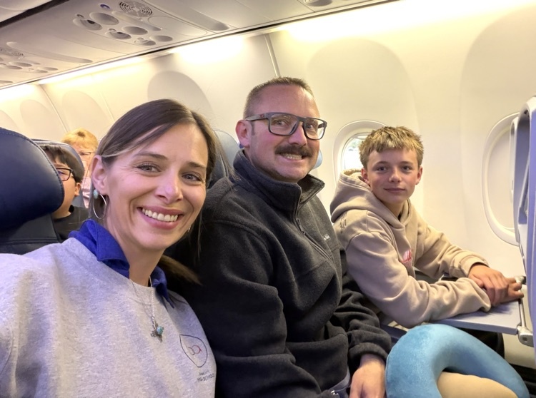 on the plane