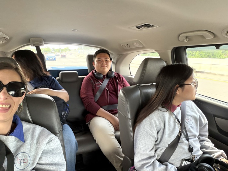 in car on the way