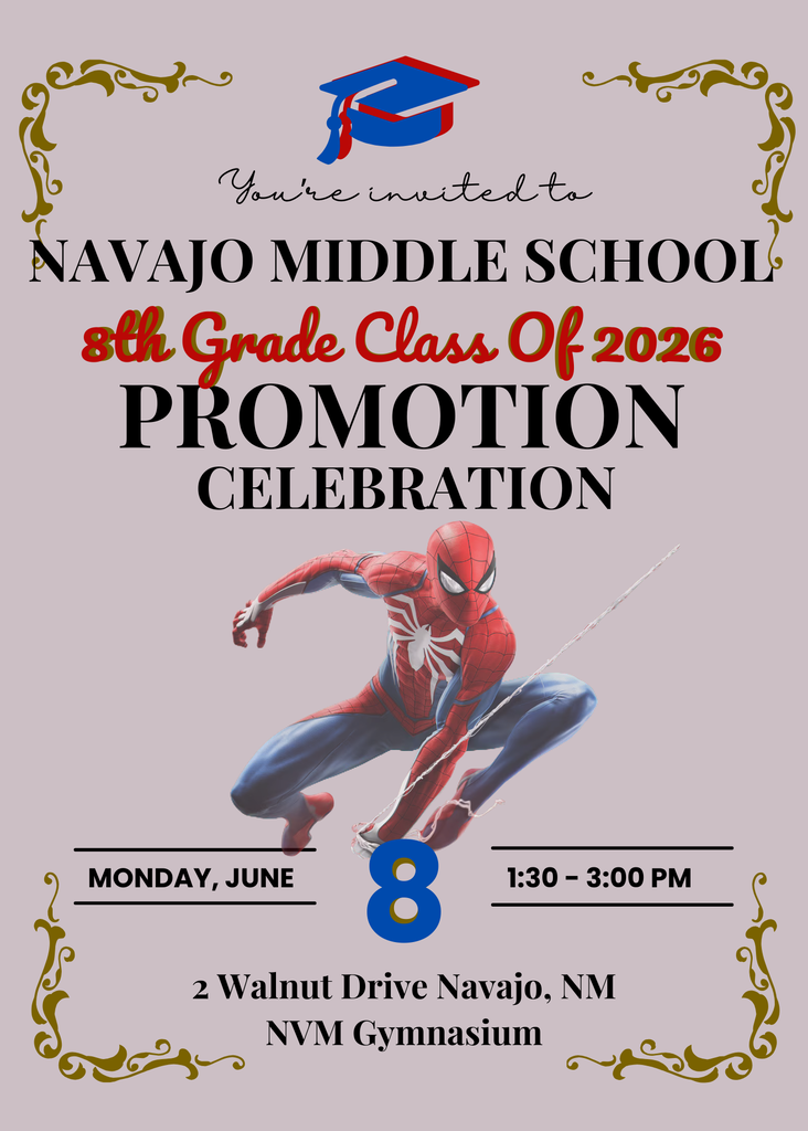 It's our 8th grade promotion celebration with spiderman as our theme flyer with informtion on it with the date time and location.