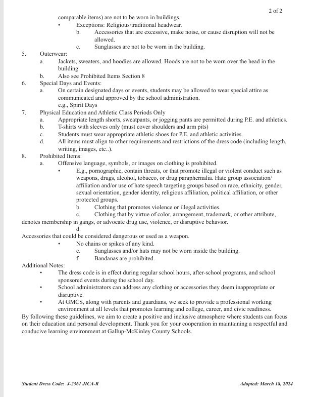 RAE student dress code
