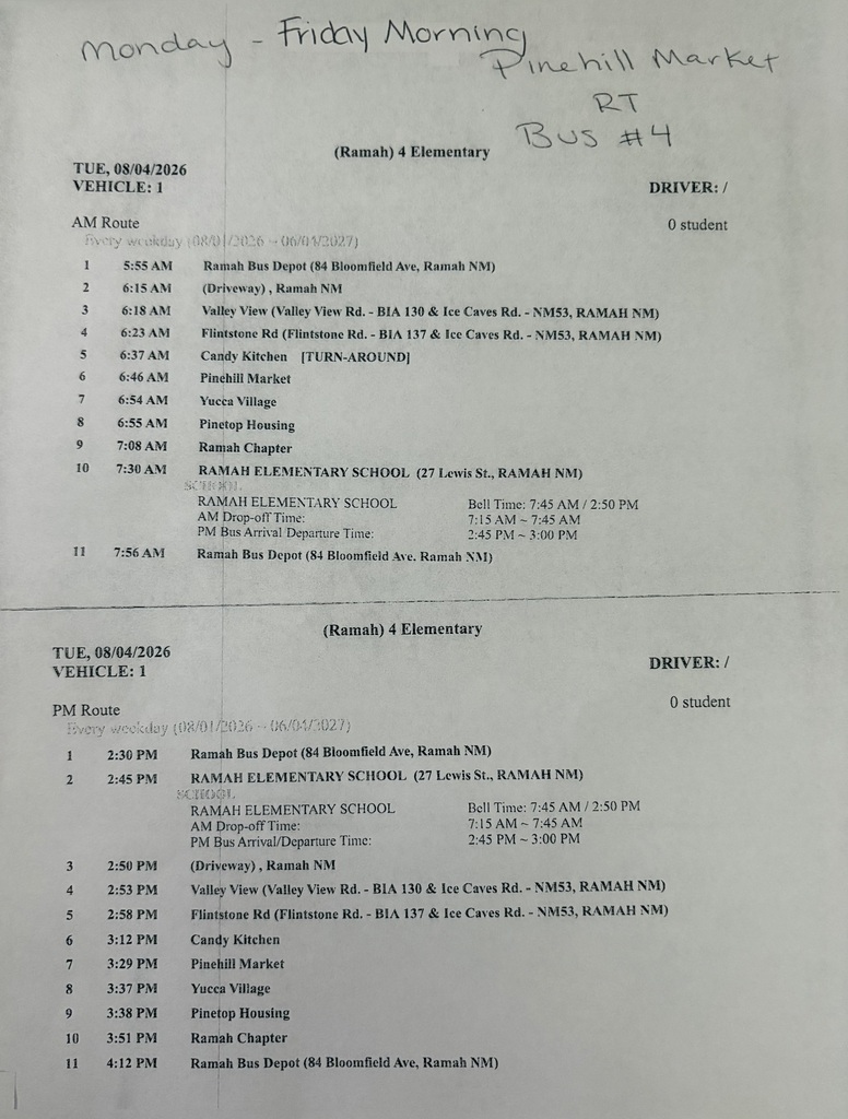 Document titled "Monday-Friday Morning/Afternoon Marker". Details include bus route number 414, times, and stops.