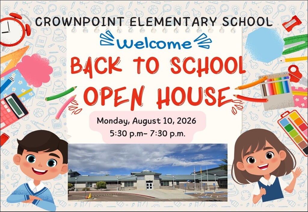 open house flyer with picture of the school