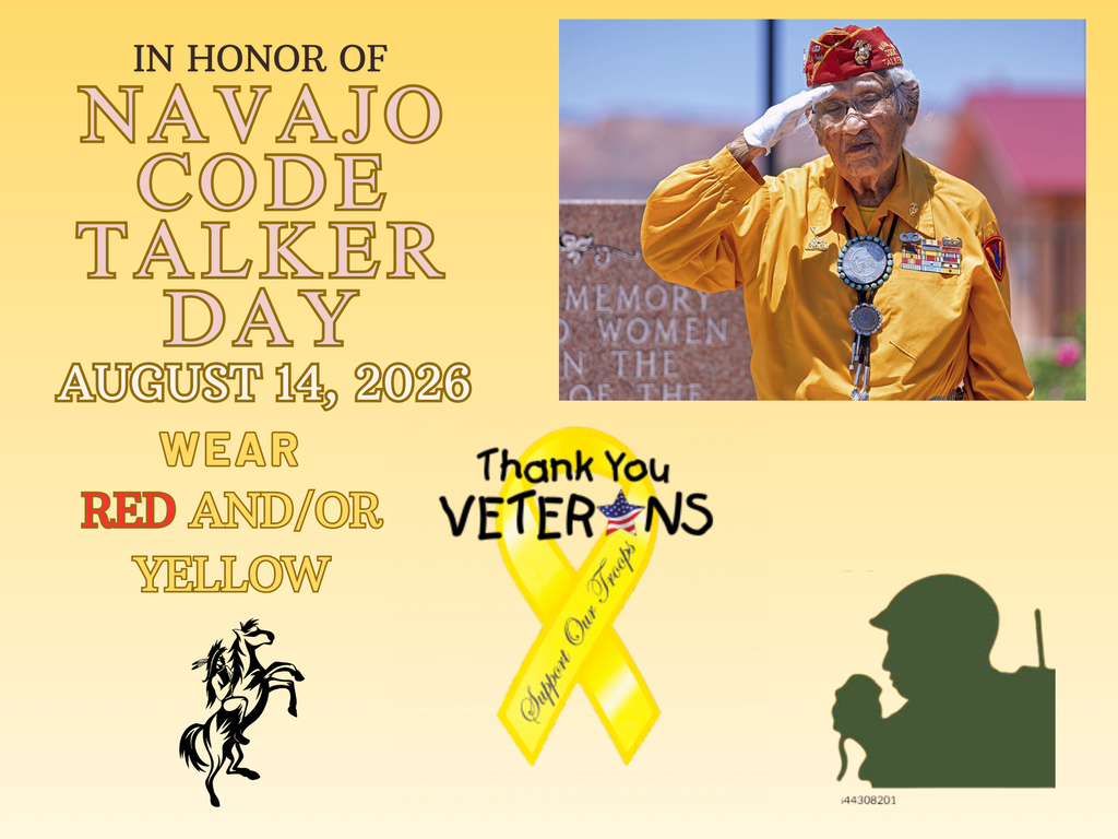 Wear yellow and/or red of Friday for Navajo Code Talkers Day