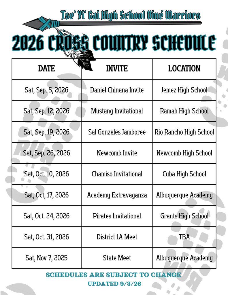 Check out our new and updated Cross Country Schedule! Be informed and stay Warrior Strong!