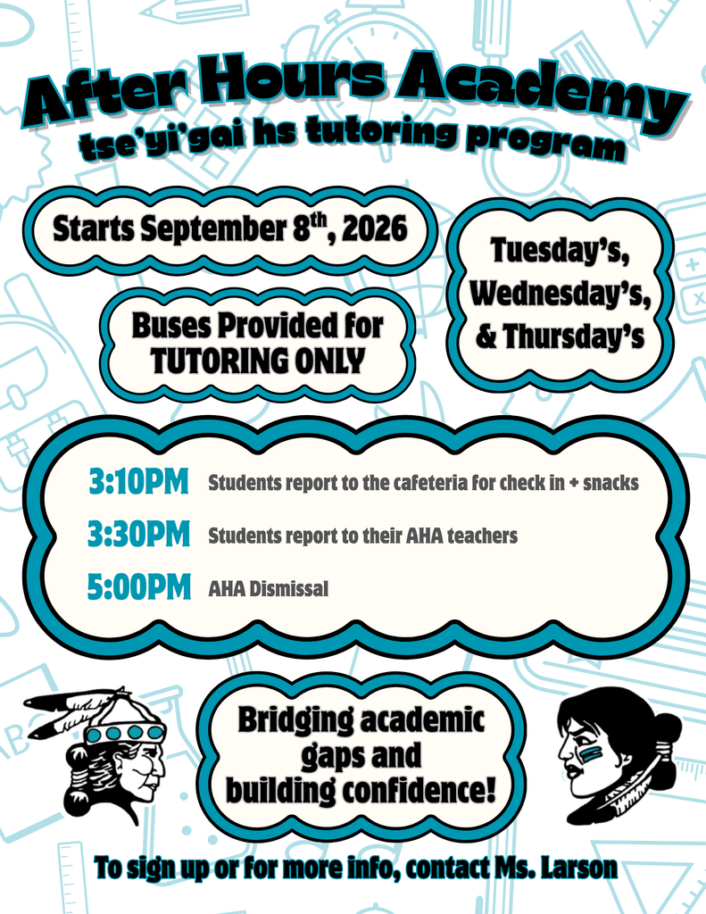 Need some after school support? Come and join our After Hours Academy (AHA) at Tse Yi Gai High School! Check out our flyer and participate! Be informed and stay Warrior Strong!