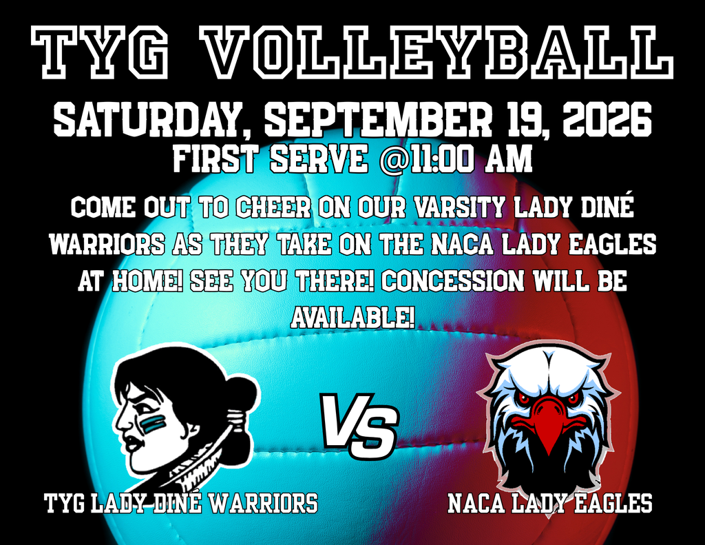 Come to our volleyball game! Concession will be available! Support our TYG Lady Dine Warriors on Saturday Sept. 19, 2026 @ 11AM!