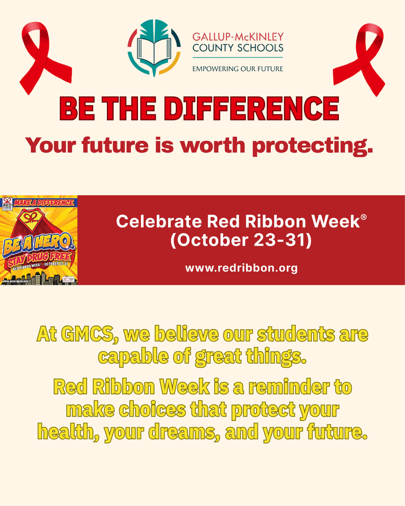 A promotional poster for Red Ribbon Week from October 23-31. It has two red ribbons on either side.