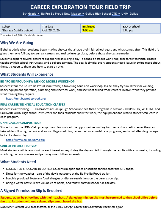 Career exploration information