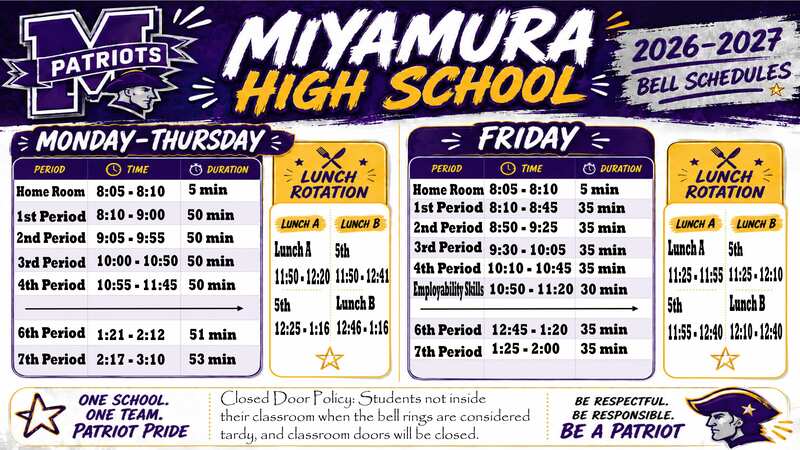 Bell Schedule 2026-2027
