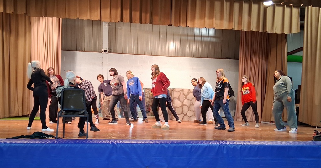 Galva actors participate in a mime workshop with T. Daniel and Laurie Willets.