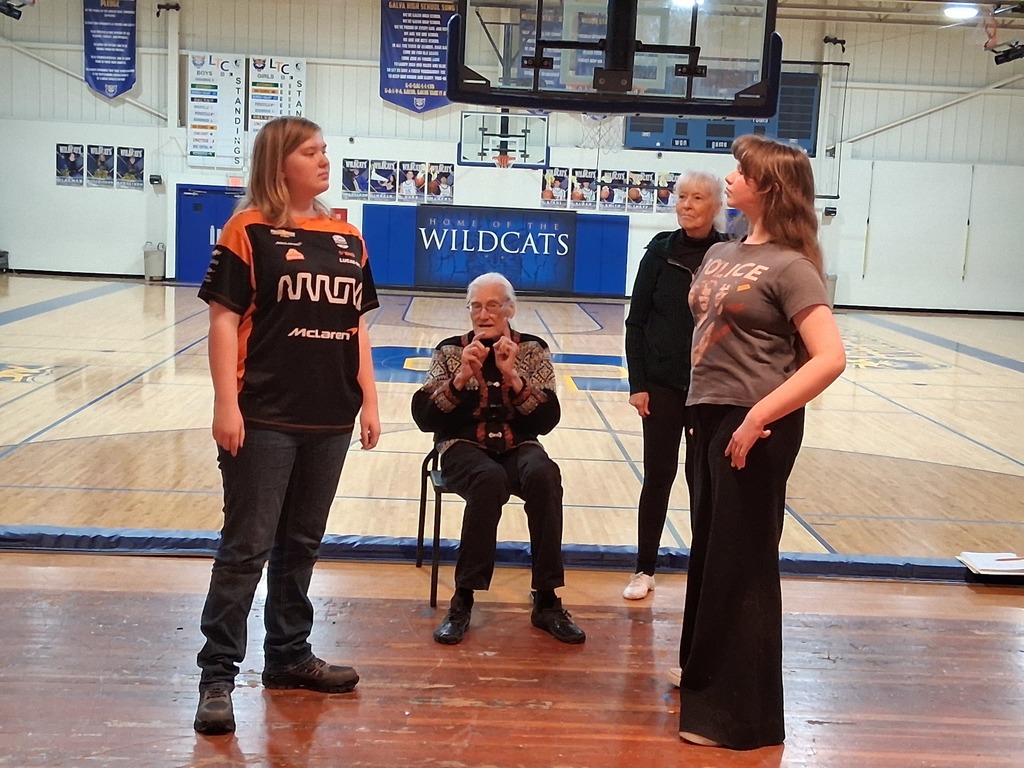 Galva actors participate in a mime workshop with T. Daniel and Laurie Willets.