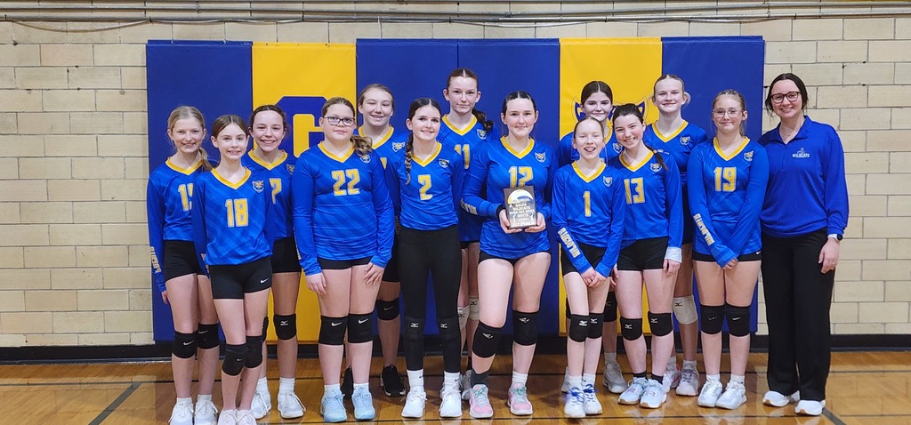 team pic of 8th grade Volleyball team.