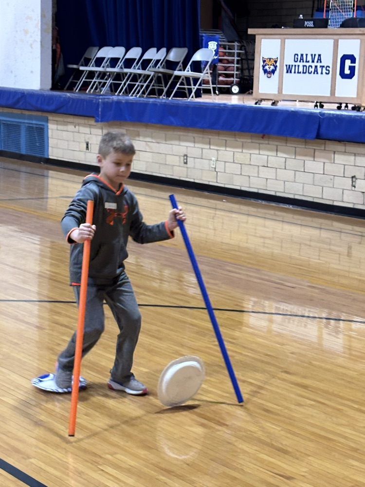 Boy pretending to ski