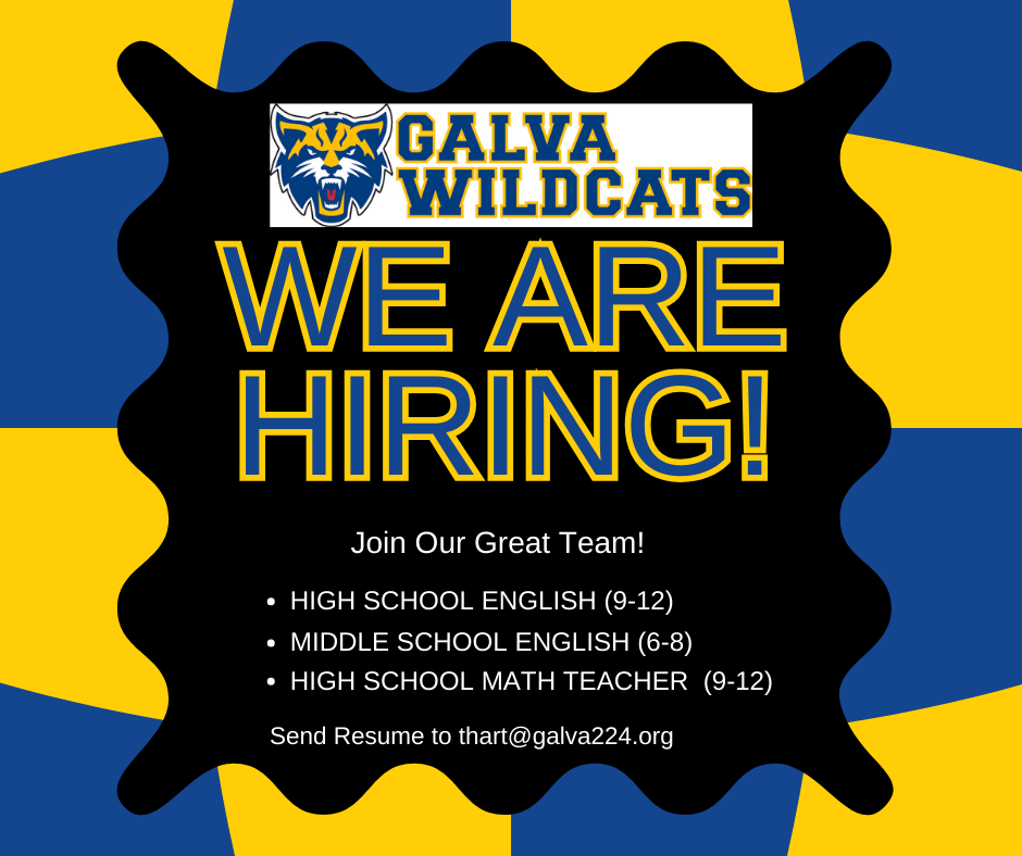 We are hiring. Join our great team. High School English, middle school English, High School Math