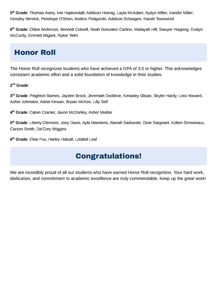 honor roll q4